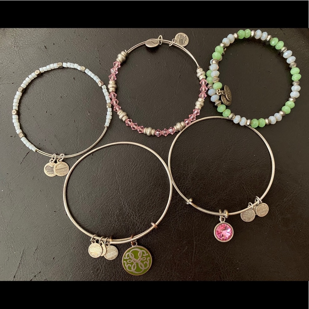 Alex and Ani silver bracelets set of 5